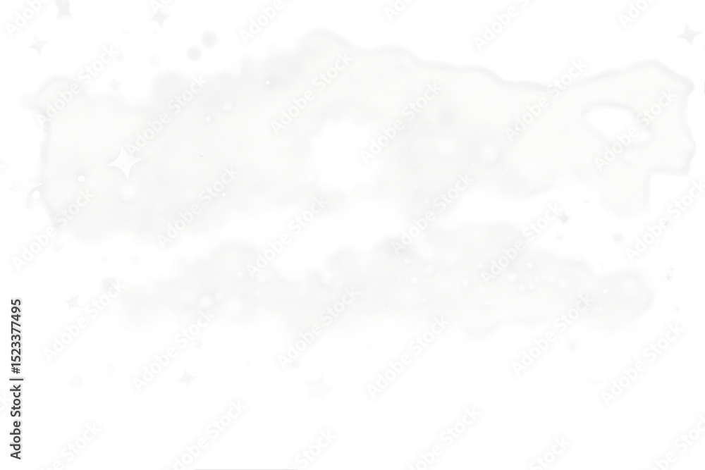 Poster abstract white cloud shape with sparkling stars on a black background for design elements