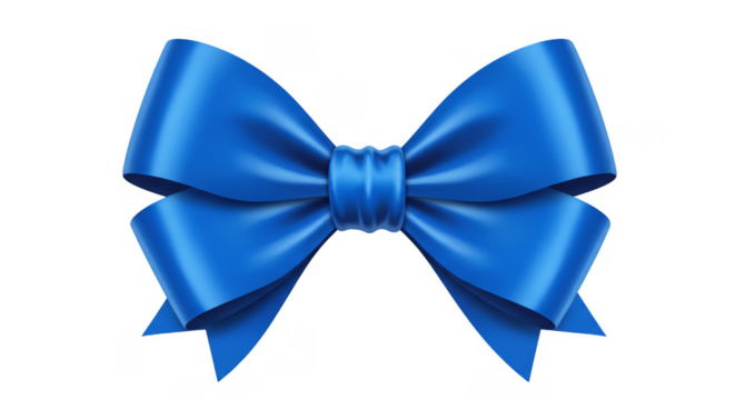 Isolated Transparent Blue Silk Bow Ribbon Decorative Azure Symbol