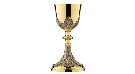 Isolated Golden Chalice with Transparent Background Religious Ceremony Cup