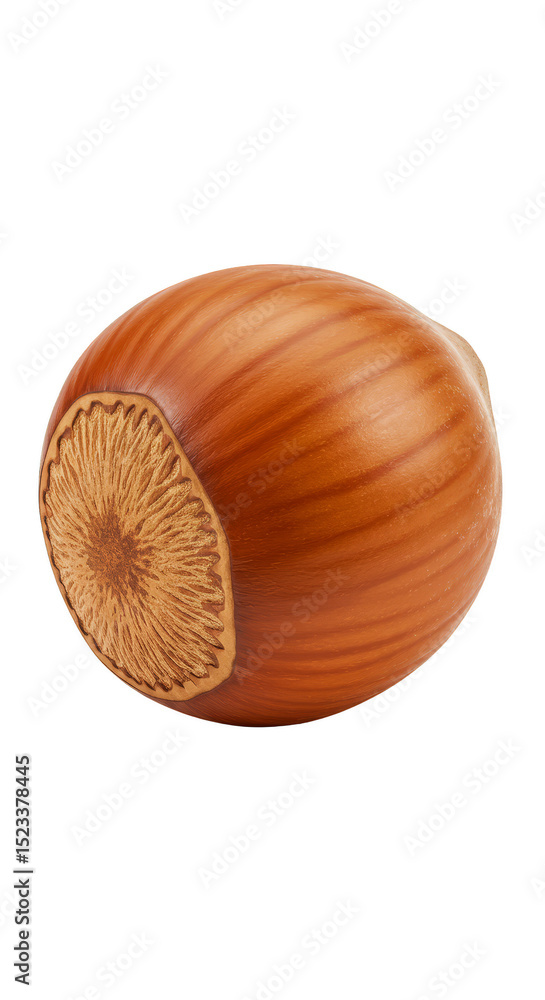 Poster realistic image of a single hazelnut isolated on transparent background
