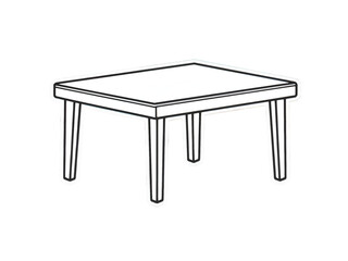 Simple rectangular table outline in black, minimalist furniture illustration. Generative AI