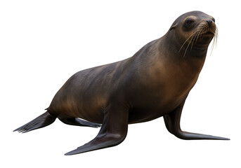 Isolated Portrait of a Fur Seal with Brown Fur on Transparent Background