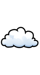 Isolated White Fluffy Cloud Cartoon Graphic Element on Transparent Background