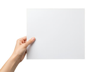 Isolated White Paper Holding By Hand Over Transparent Background