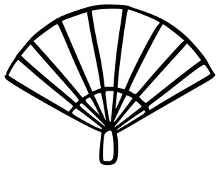 Simple black outline Japanese paper fan.