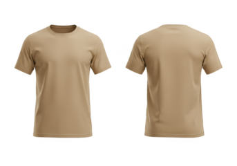 Tan T-shirt Mockup Front and Back View Apparel Clothing Isolated Garment