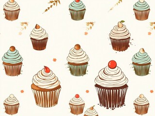 Brushstroke Cupcakes on a Patterned Delightful Background