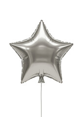 Isolated Star Balloon Celebration Silver Foil Party Decoration PNG