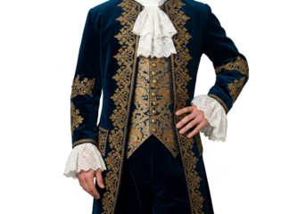 PNG Rococo Era Formal Costume with Velvet Jacket with Transparent Background