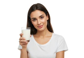 Portrait Of A Young Woman Holding Milk Glass Transparent Background