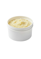 Isolated Still Life of Sugar Scrub in Container on Transparent Background