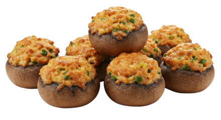 Isolated Stuffed Mushrooms Appetizer Delights on Transparent Background