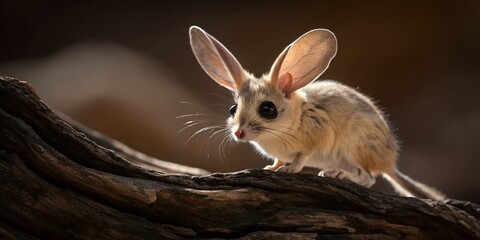 Obraz premium Adorable Bunny Rabbit Peeking Over Log Creating Charm and Delight