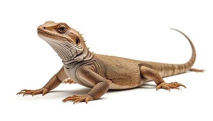 Naklejka premium Close-up of a lizard against a white background.