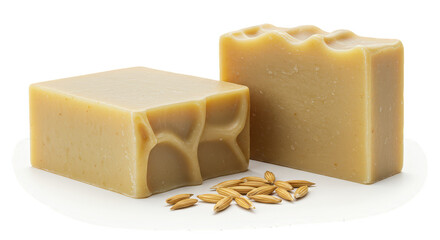 Rectangle Bar of Handmade Organic Soap with Natural Beige Textured
