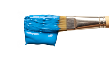 Isolated Transparent Background of Blue Paint Brush Stroke Art Design