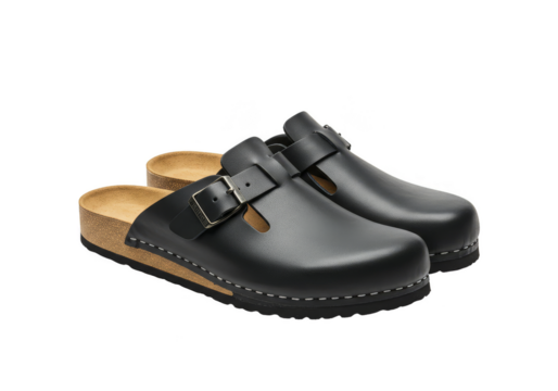 Isolated Transparent Background of Black Clogs Shoes Footwear Style