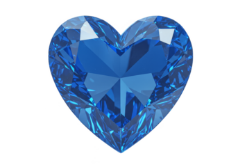 Isolated 3D Render of a Heart Shaped Sapphire Gemstone on Transparent Background