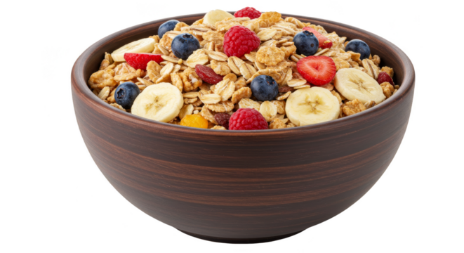 Isolated Transparent Background Of Fruit Cereal With Berries Healthy Food