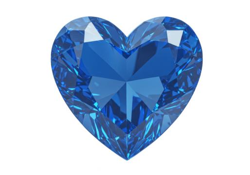 Isolated 3D Render of a Heart Shaped Sapphire Gemstone on Transparent Background