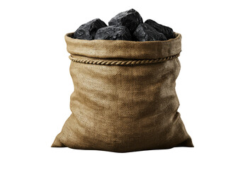 Isolated 3D Render of Coal Sack Pile Energy Resource on Transparent