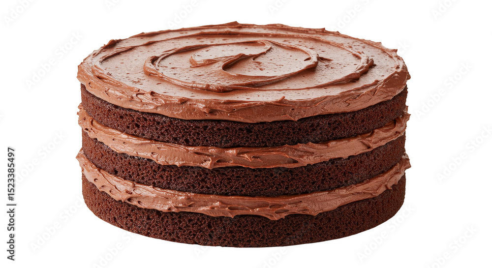 Poster isolated png image of delicious chocolate layer cake with transparent background