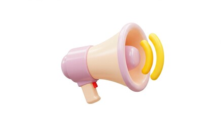 A pastel megaphone with sound waves on a white background illustration