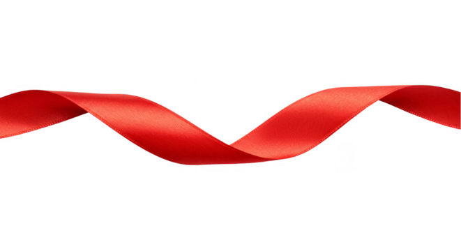 Isolated Transparent Red Ribbon Curl Waving Decoration Gift Fabric