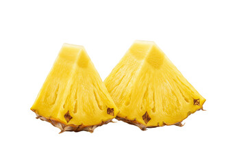 Isolated Two Yellow Pineapple Fruit Slices on Transparent Background Png