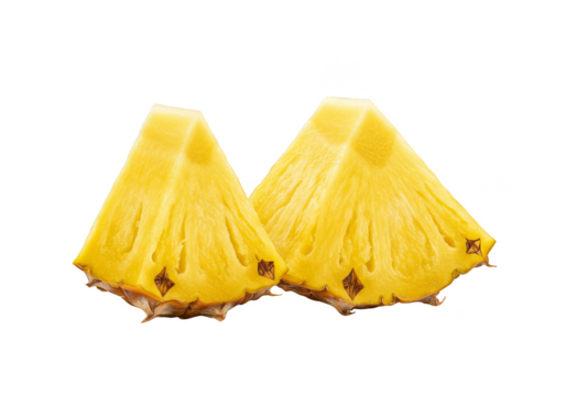 Isolated Two Yellow Pineapple Fruit Slices on Transparent Background Png