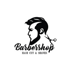barber shop logo template vector icon design