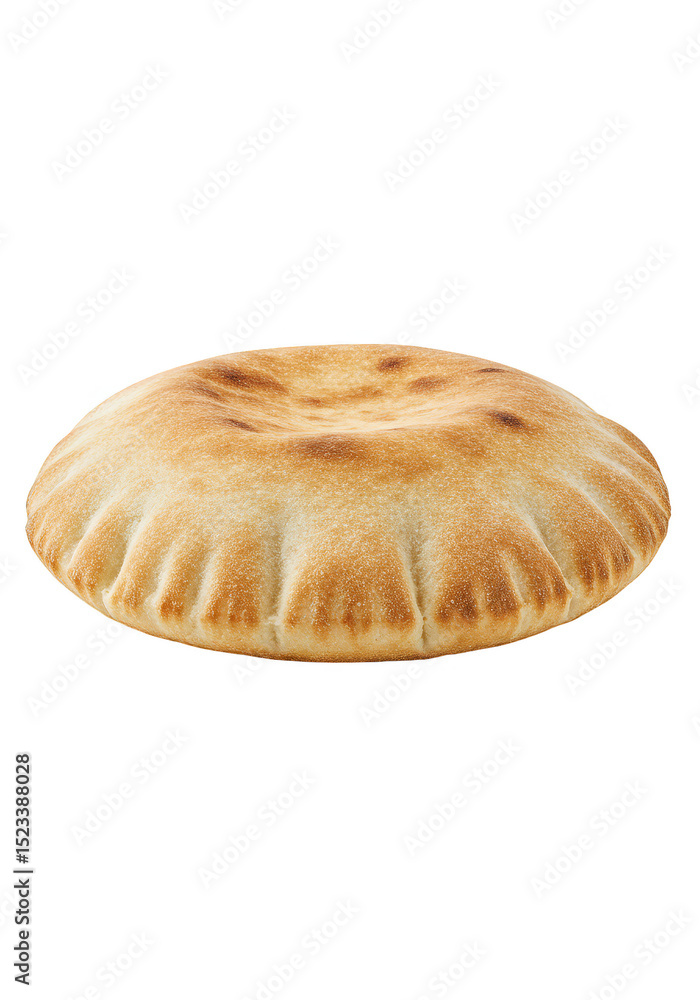 Poster isolated round bread baked flatbread with transparent background