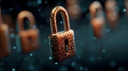 Cyber security and data protection with a locked padlock