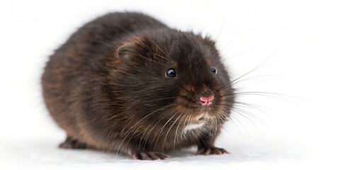 Adorable brown hamster with tiny paws and curious eyes explores its habitat