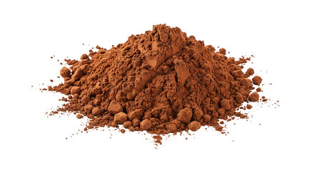 Pile Of Brown Cocoa Powder Isolated Ingredient On Transparent Background