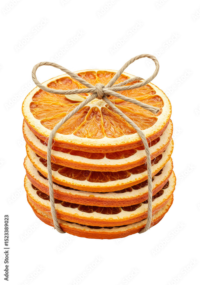 Poster isolated stack of dried orange slices with transparent background