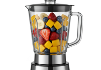 Isolated Still Life Of Blender Filled With Fresh Fruit PNG Transparent