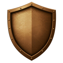 Isolated Bronze Medieval Shield Metallic Heraldic Defense Illustration