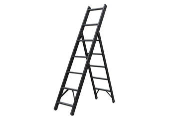 Realistic 3d Rendering of Black Metallic Ladder Isolated with Transparency