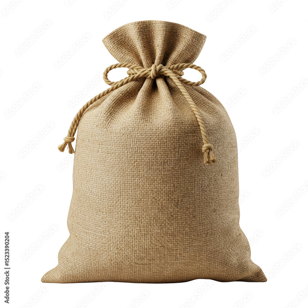 Poster isolated burlap sack a versatile jute canvas bag on transparent backdrop