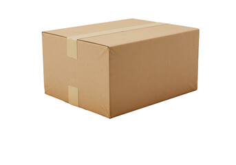 Isolated Cardboard Box Package Brown Shipping Container With Transparent Background