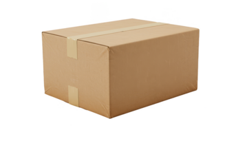 Isolated Cardboard Box Package Brown Shipping Container With Transparent Background