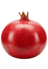 Studio Shot of Single Red Pomegranate Fruit Isolated on Transparent Background