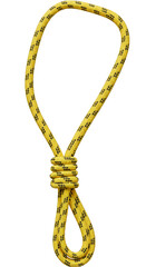 Isolated Close Up Yellow Rope Knot with Woven Texture Transparent Loop