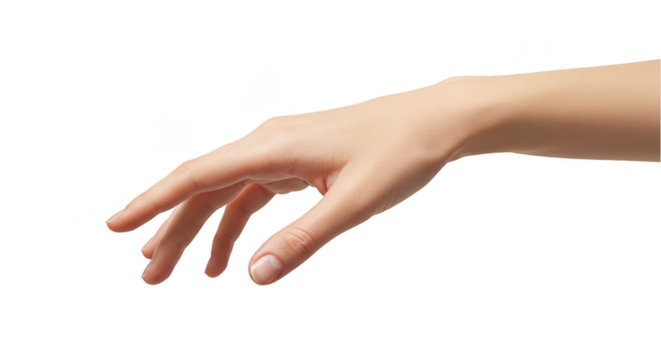 Isolated Transparent Background of a Caucasian Hand Arm Skin Finger