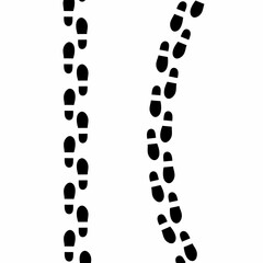vector two different footprints with shoes on white background. Silhouette of hiking, walking and health banner.