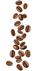 Naklejka premium Isolated Transparent Background Of Falling Coffee Beans Studio Shot