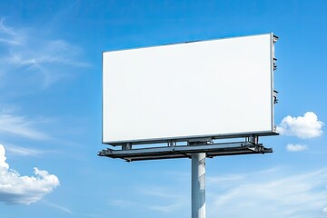 Ultra Quality Picture of White Blank Billboard Against Blue Sky