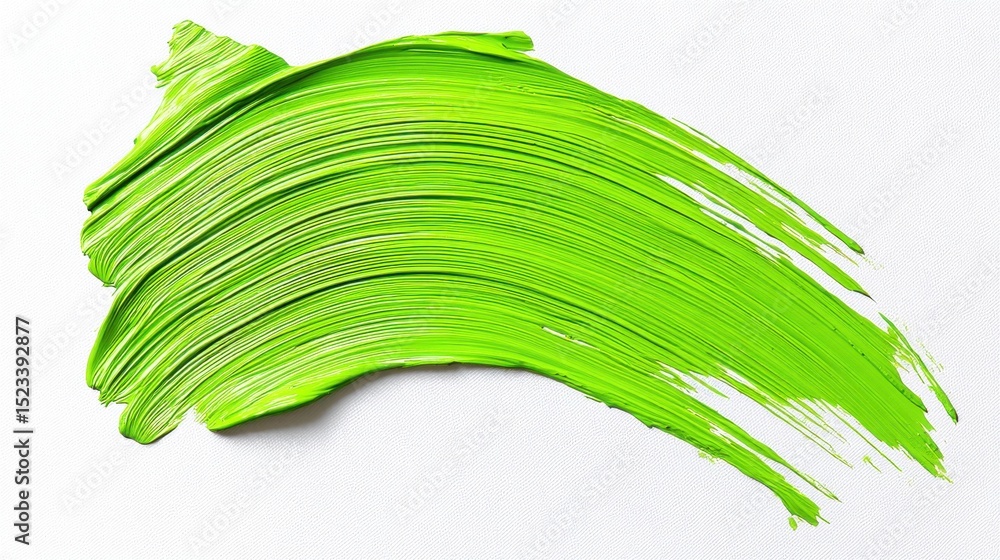 Poster bright green paint swash on white canvas, symbolizing artistic expression and creative inspiration f