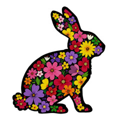 Isolated Floral Rabbit Silhouette Flowers Design Decoration for Easter